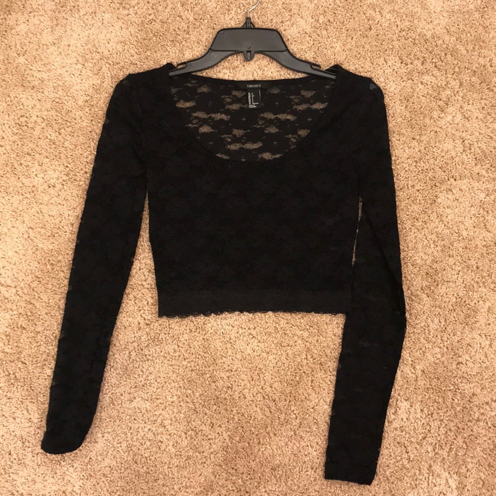 Forever 21 Black Lacy Crop Top